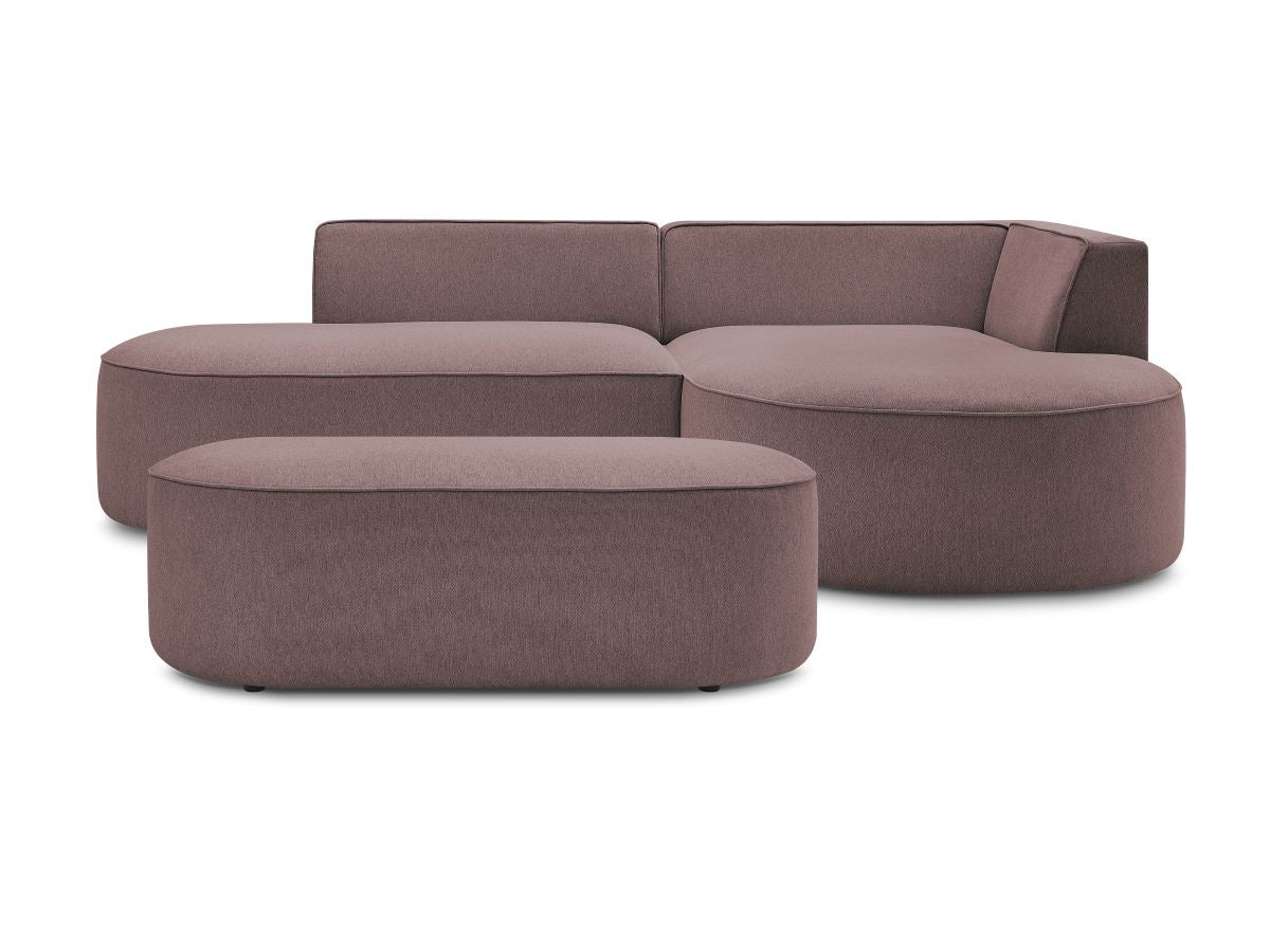 Canapé d'angle fixe ROUSSEAU tissu chiné avec pouf