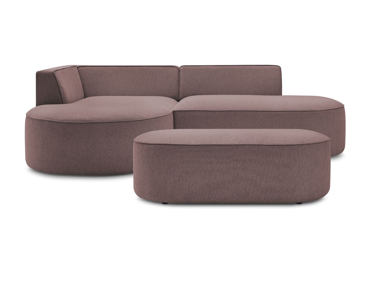 Canapé d'angle fixe ROUSSEAU tissu chiné avec pouf