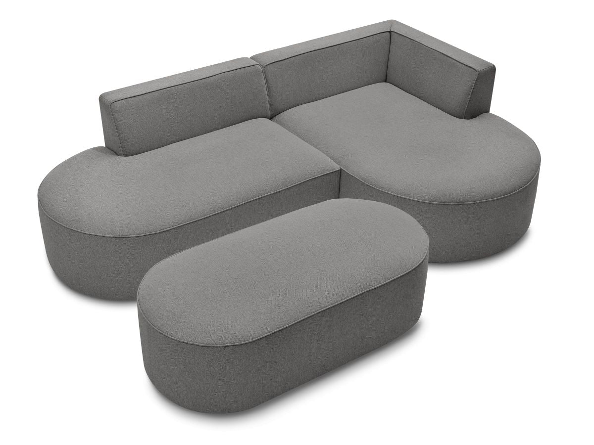 Canapé d'angle fixe ROUSSEAU tissu chiné avec pouf