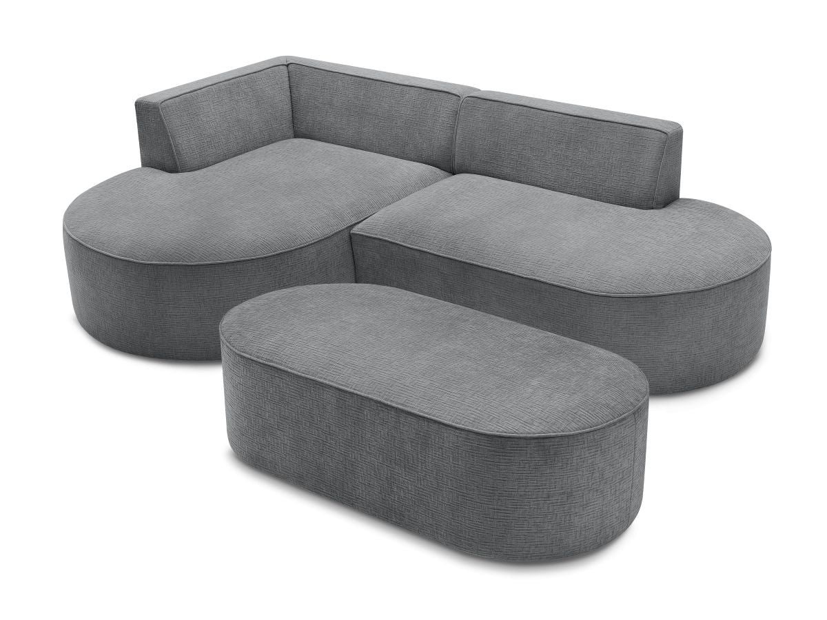 Canapé d'angle fixe ROUSSEAU tissu texturé avec pouf