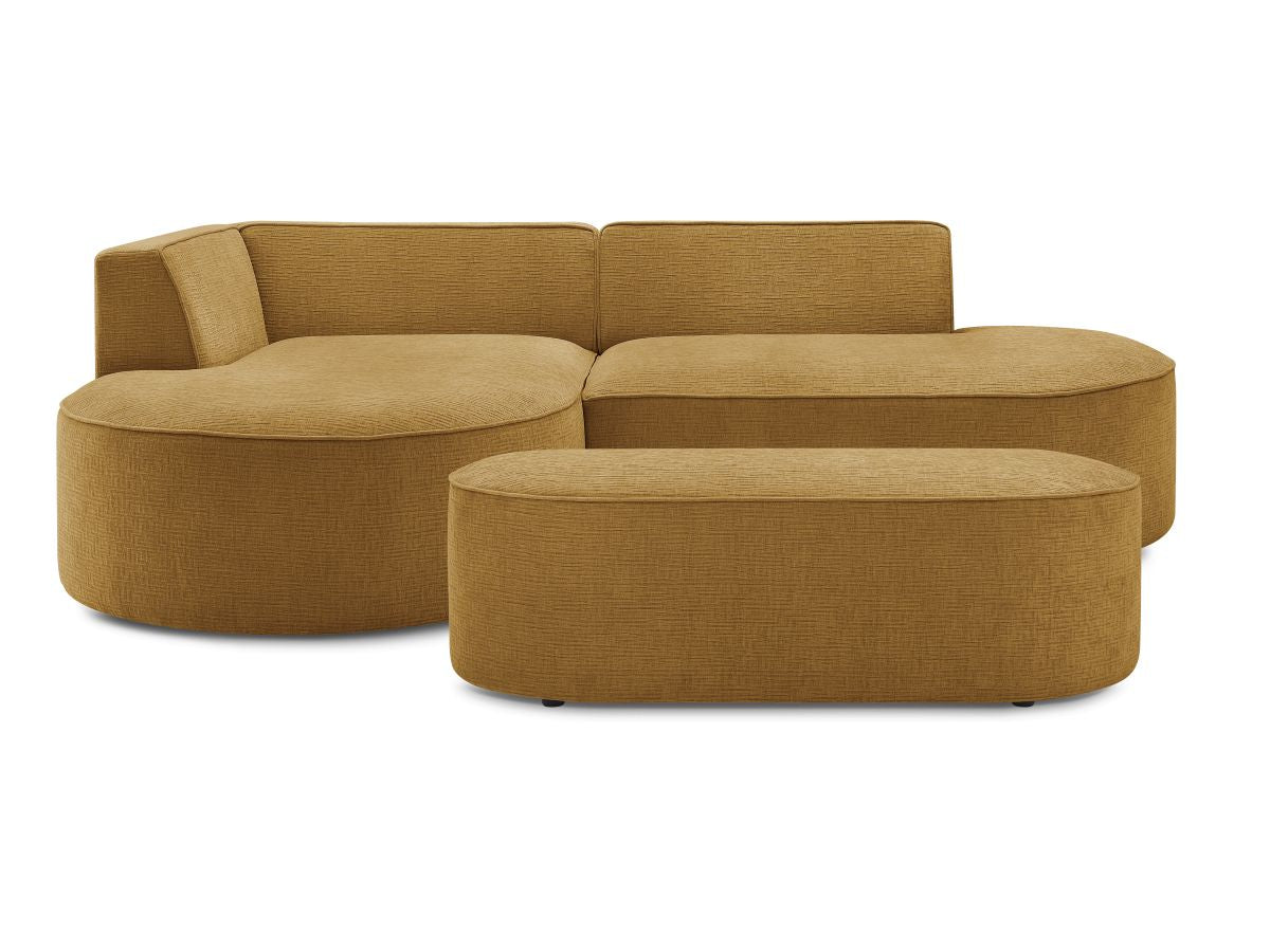 Canapé d'angle fixe ROUSSEAU tissu texturé avec pouf