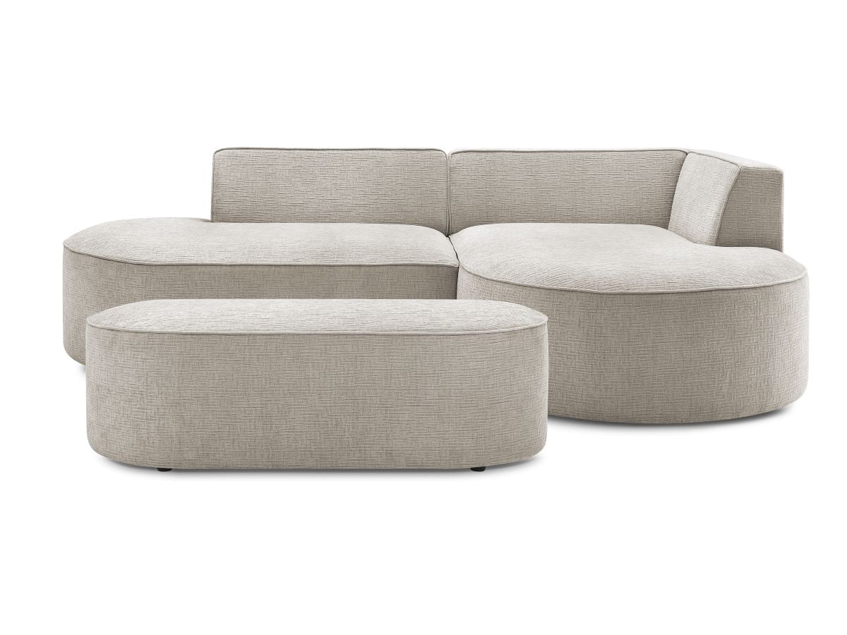 Canapé d'angle fixe ROUSSEAU tissu texturé avec pouf