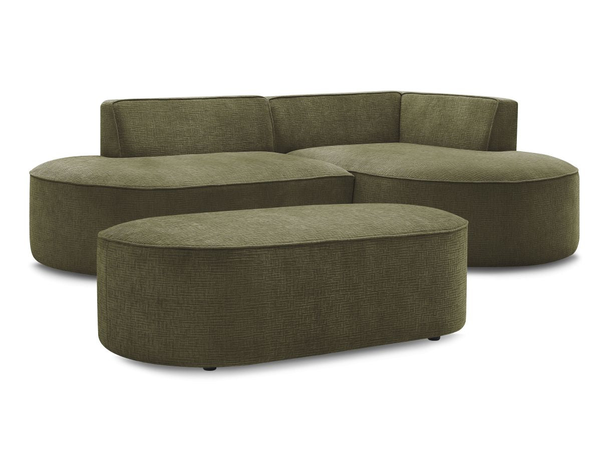 Canapé d'angle fixe ROUSSEAU tissu texturé avec pouf