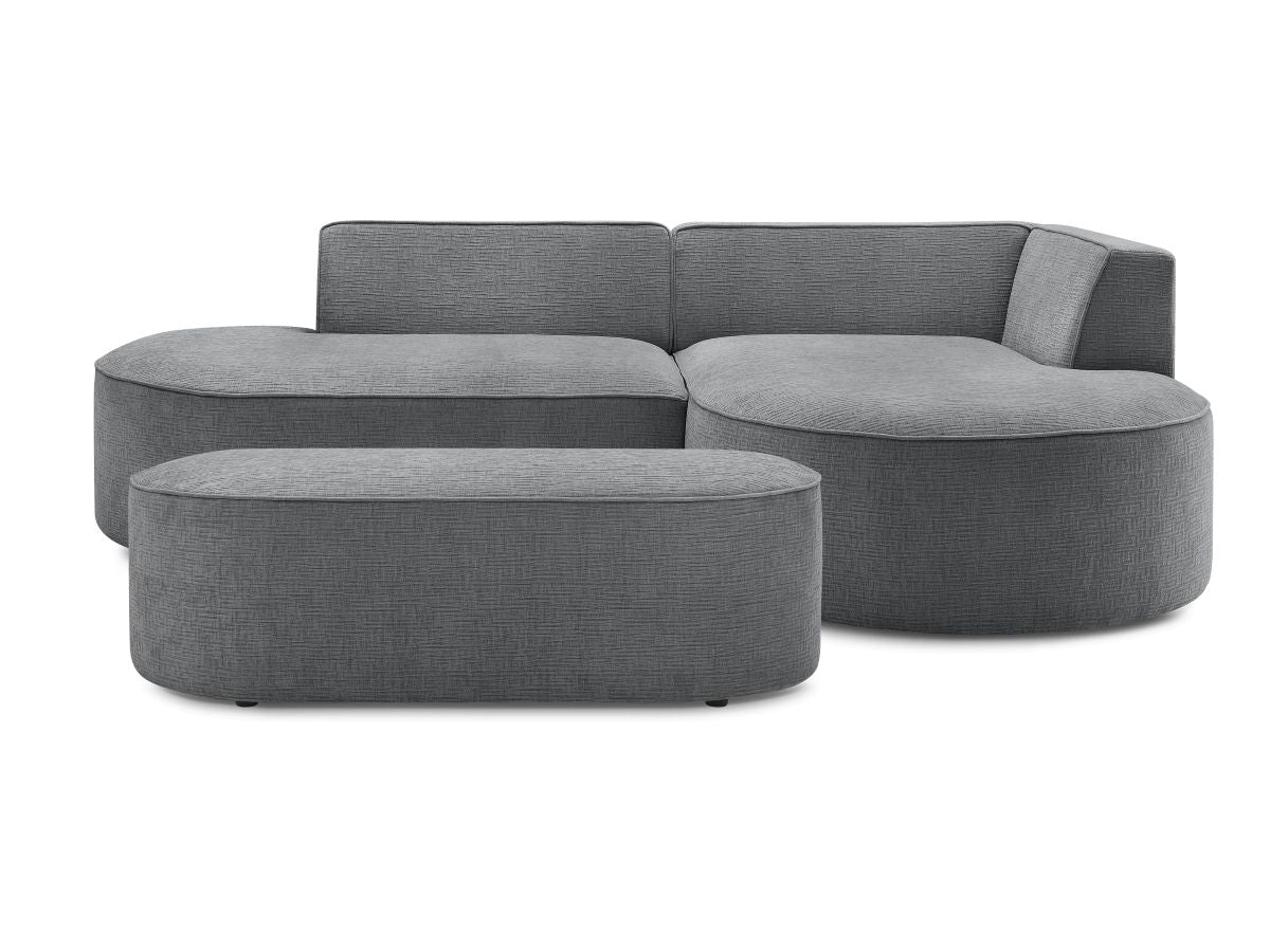 Canapé d'angle fixe ROUSSEAU tissu texturé avec pouf