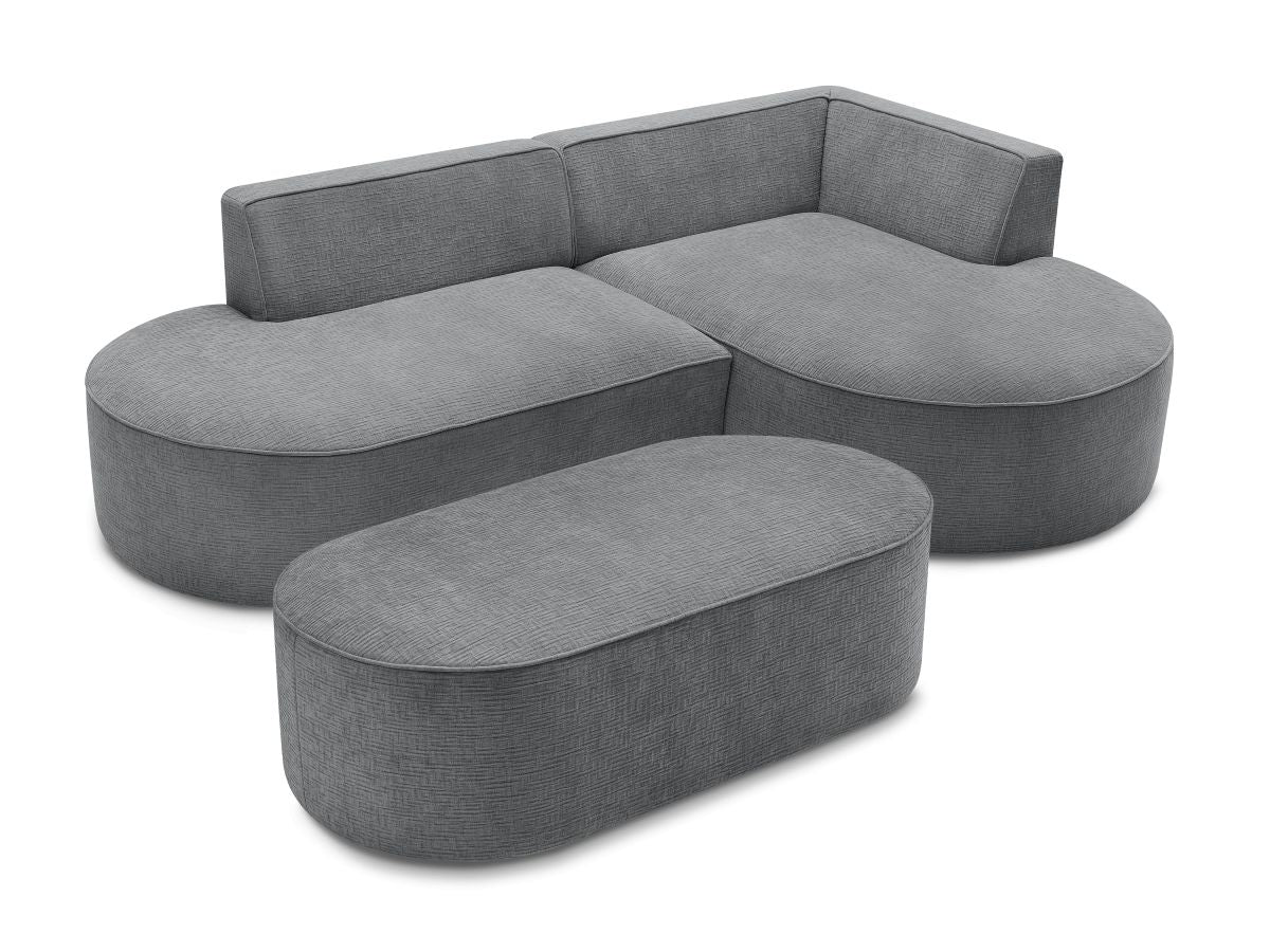 Canapé d'angle fixe ROUSSEAU tissu texturé avec pouf