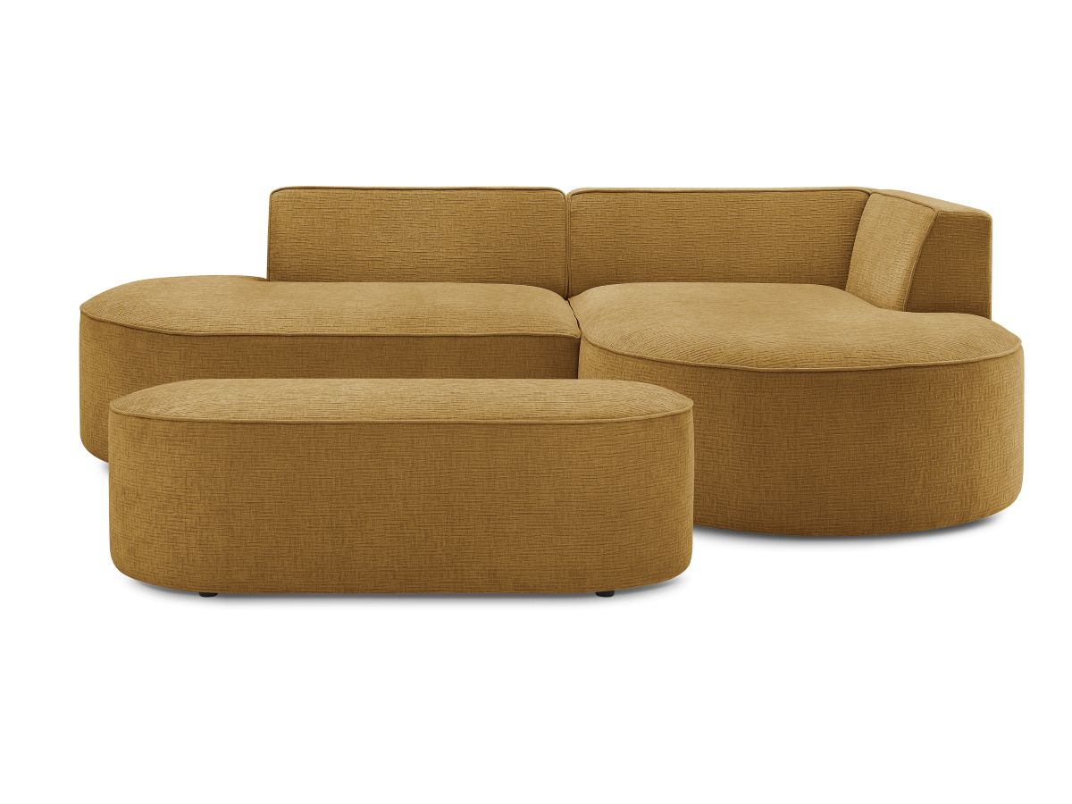 Canapé d'angle fixe ROUSSEAU tissu texturé avec pouf