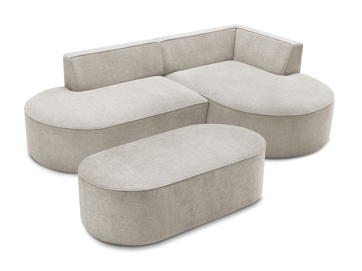 Canapé d'angle fixe ROUSSEAU tissu texturé avec pouf