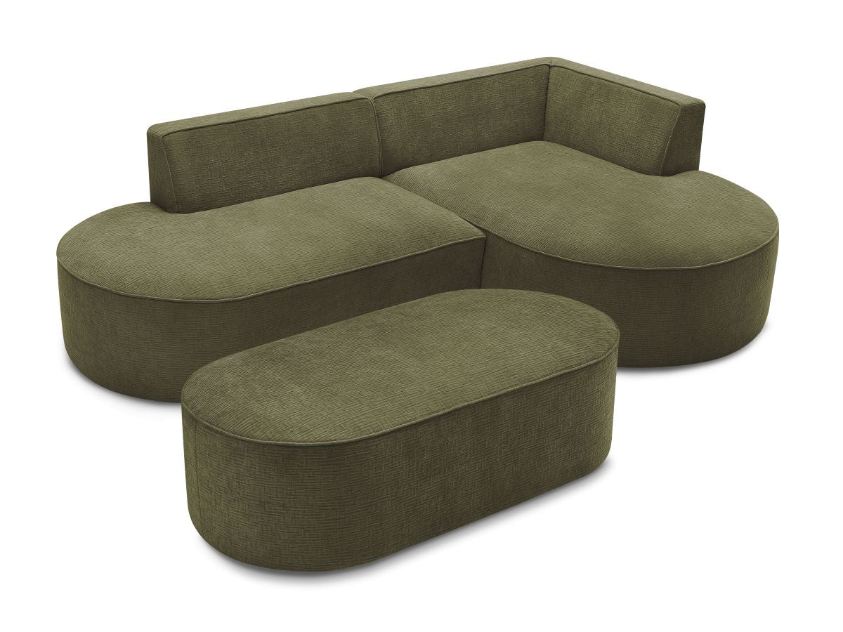 Canapé d'angle fixe ROUSSEAU tissu texturé avec pouf