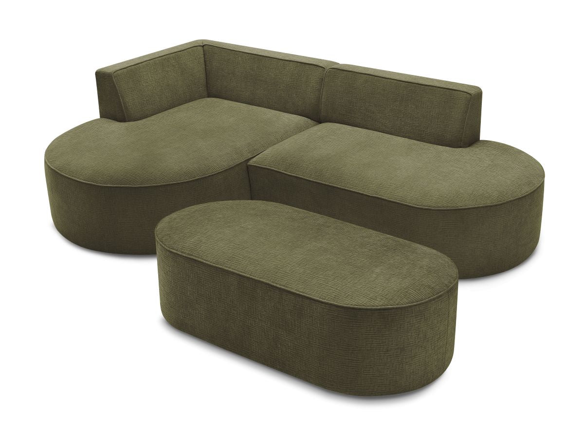 Canapé d'angle fixe ROUSSEAU tissu texturé avec pouf