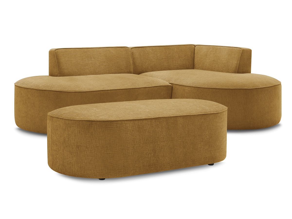 Canapé d'angle fixe ROUSSEAU tissu texturé avec pouf