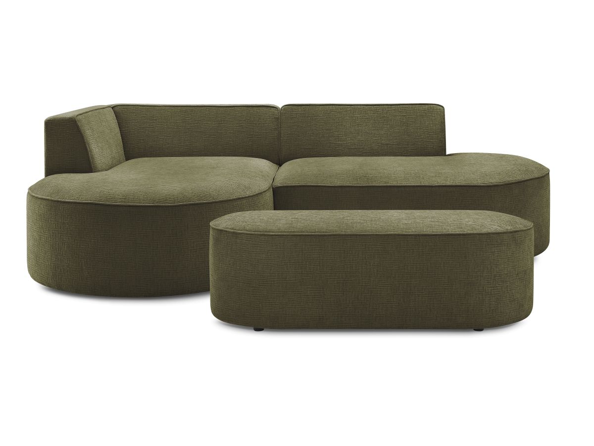 Canapé d'angle fixe ROUSSEAU tissu texturé avec pouf