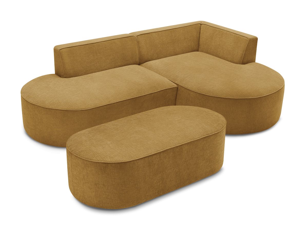Canapé d'angle fixe ROUSSEAU tissu texturé avec pouf