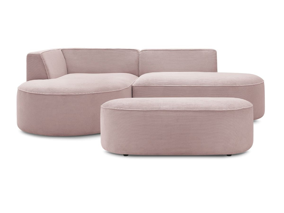 Canapé d'angle fixe ROUSSEAU velours côtelé avec pouf