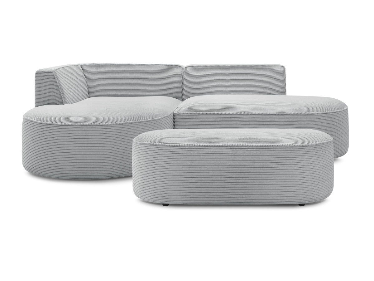 Canapé d'angle fixe ROUSSEAU velours côtelé avec pouf
