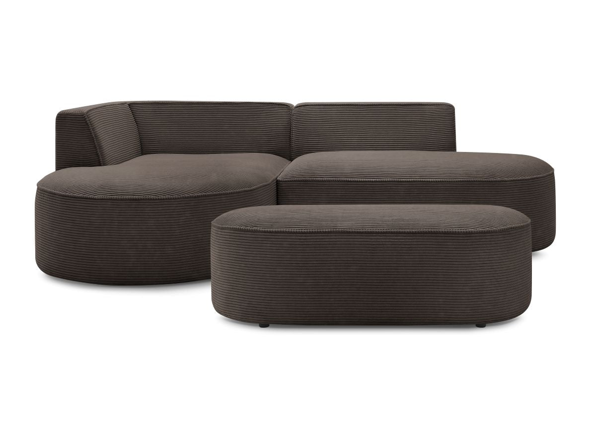 Canapé d'angle fixe ROUSSEAU velours côtelé avec pouf