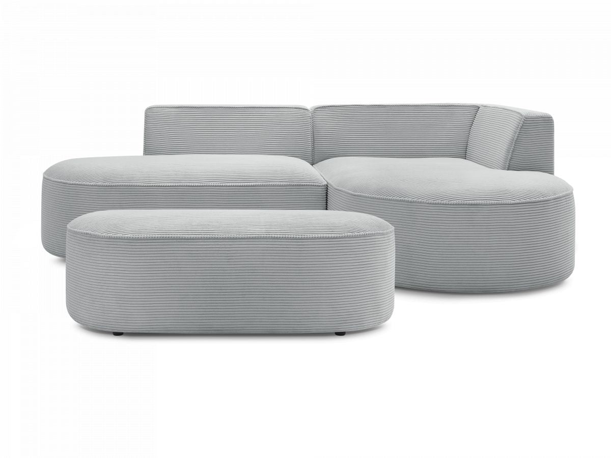 Canapé d'angle fixe ROUSSEAU velours côtelé avec pouf