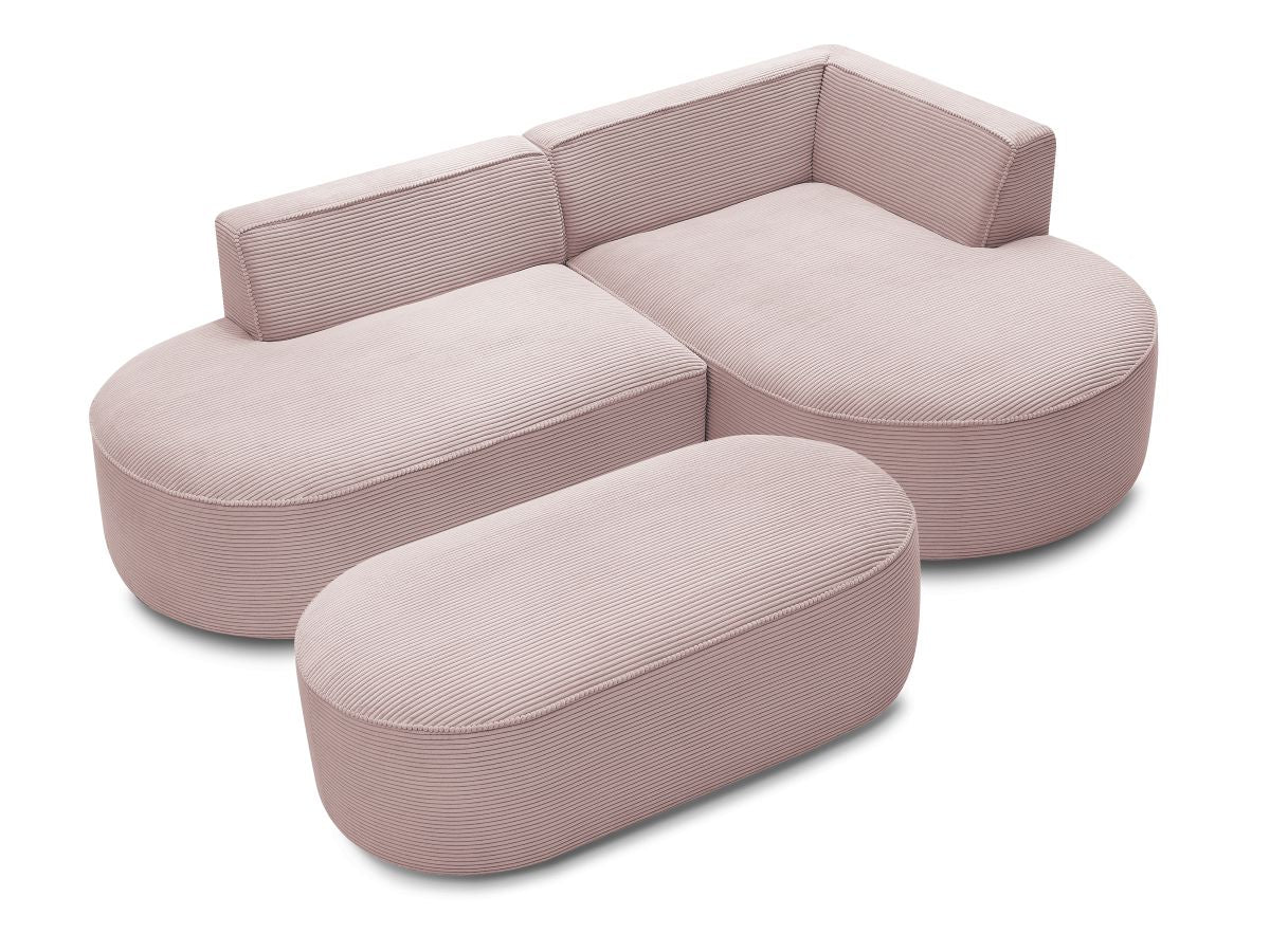 Canapé d'angle fixe ROUSSEAU velours côtelé avec pouf