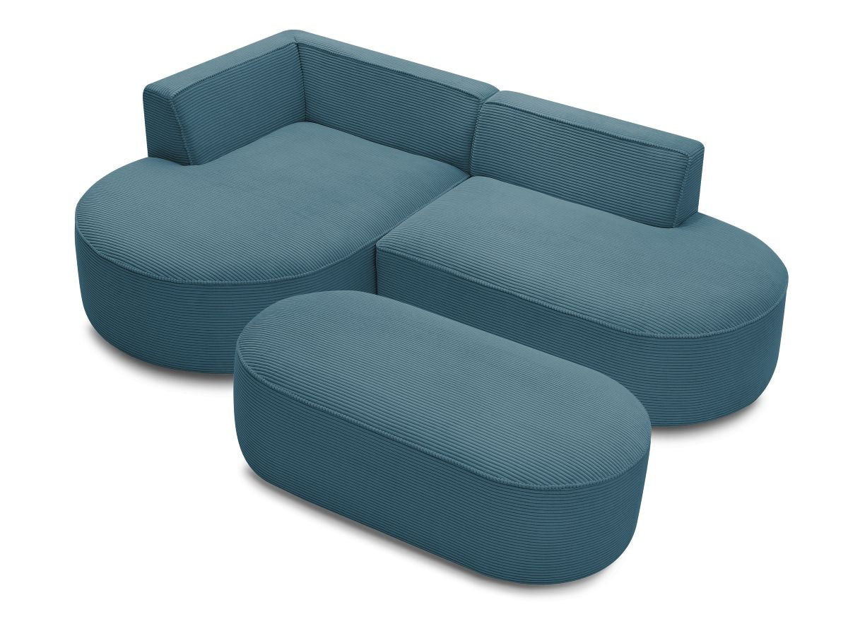 Canapé d'angle fixe ROUSSEAU velours côtelé avec pouf