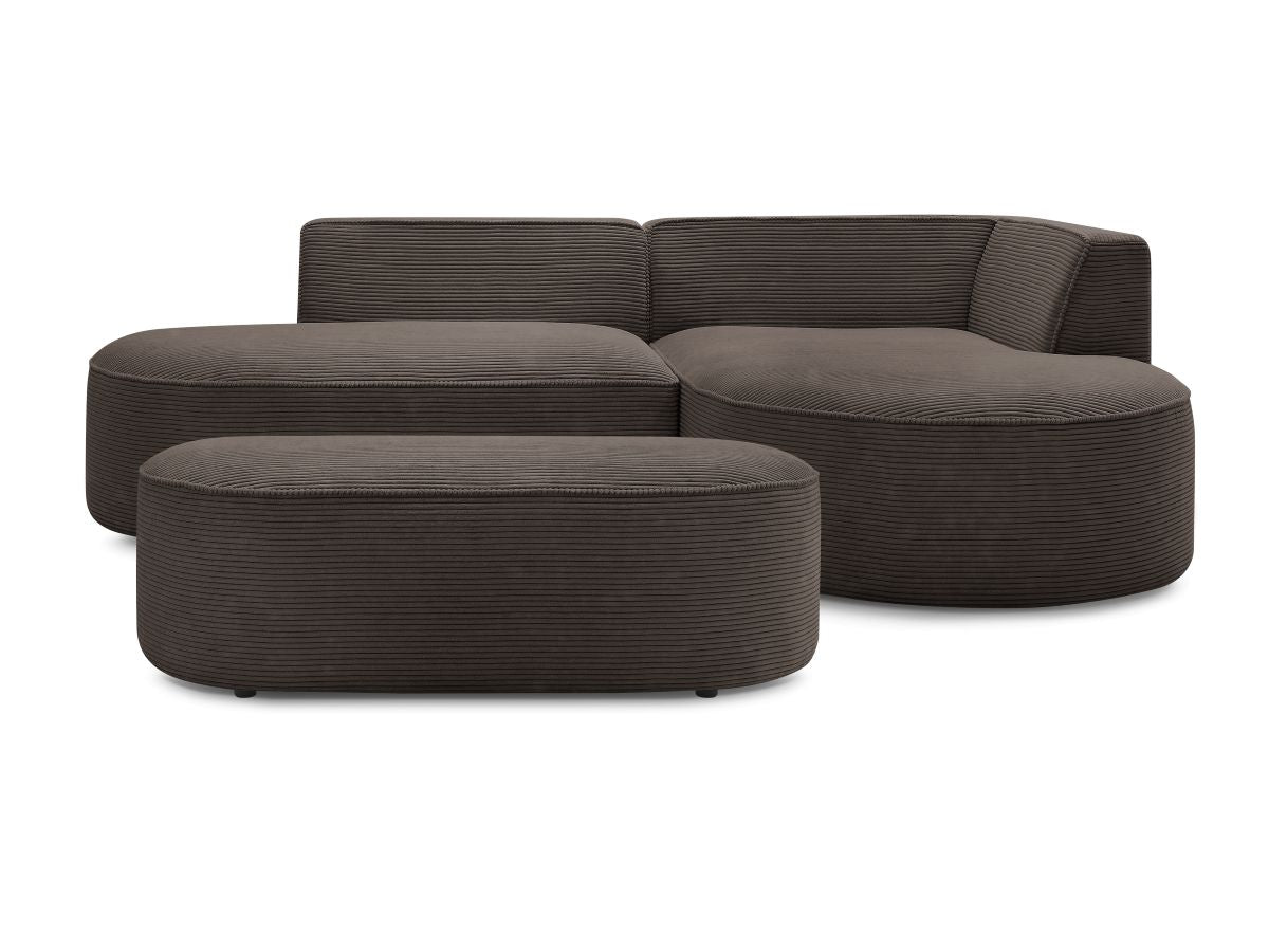 Canapé d'angle fixe ROUSSEAU velours côtelé avec pouf