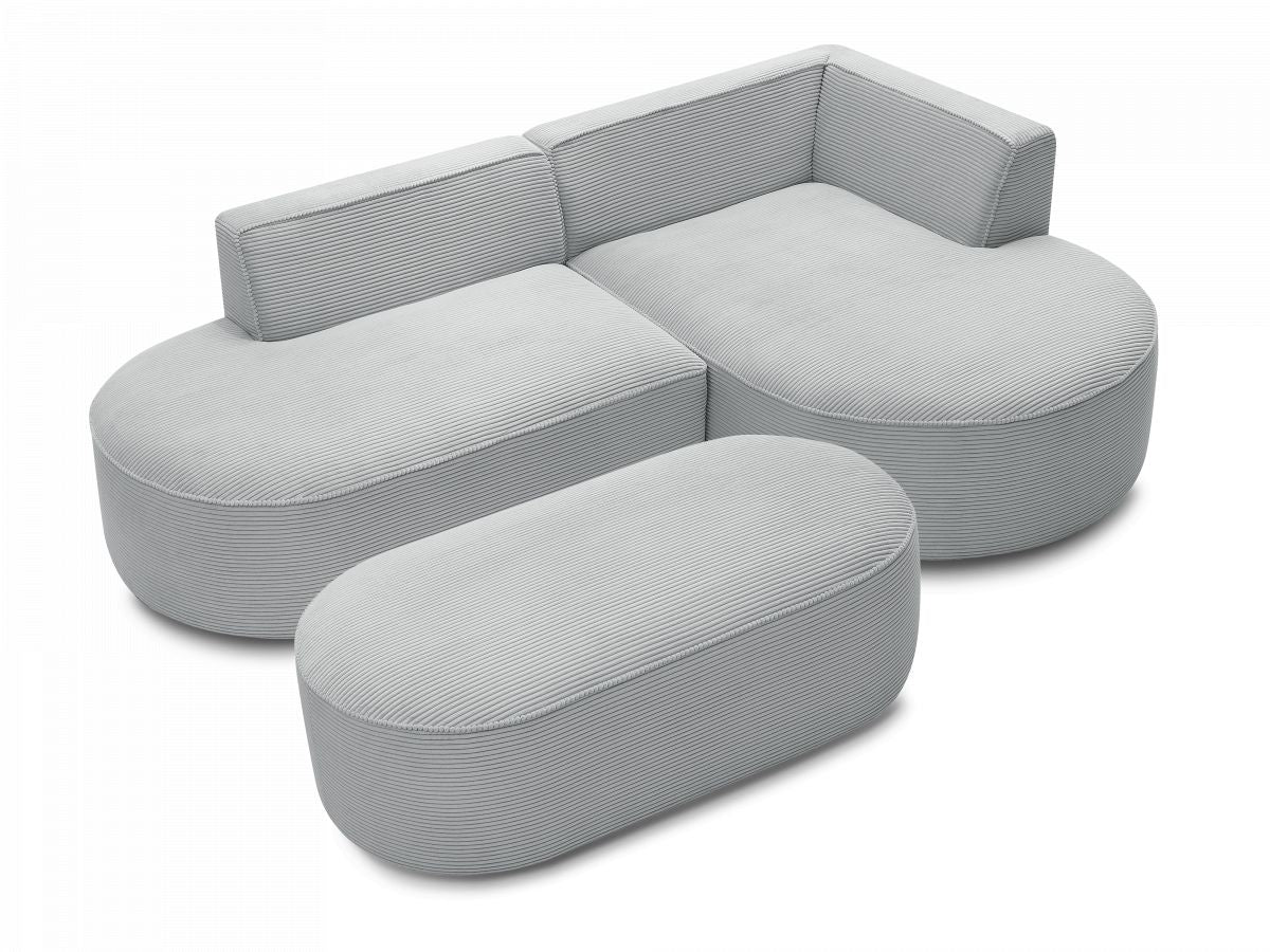 Canapé d'angle fixe ROUSSEAU velours côtelé avec pouf