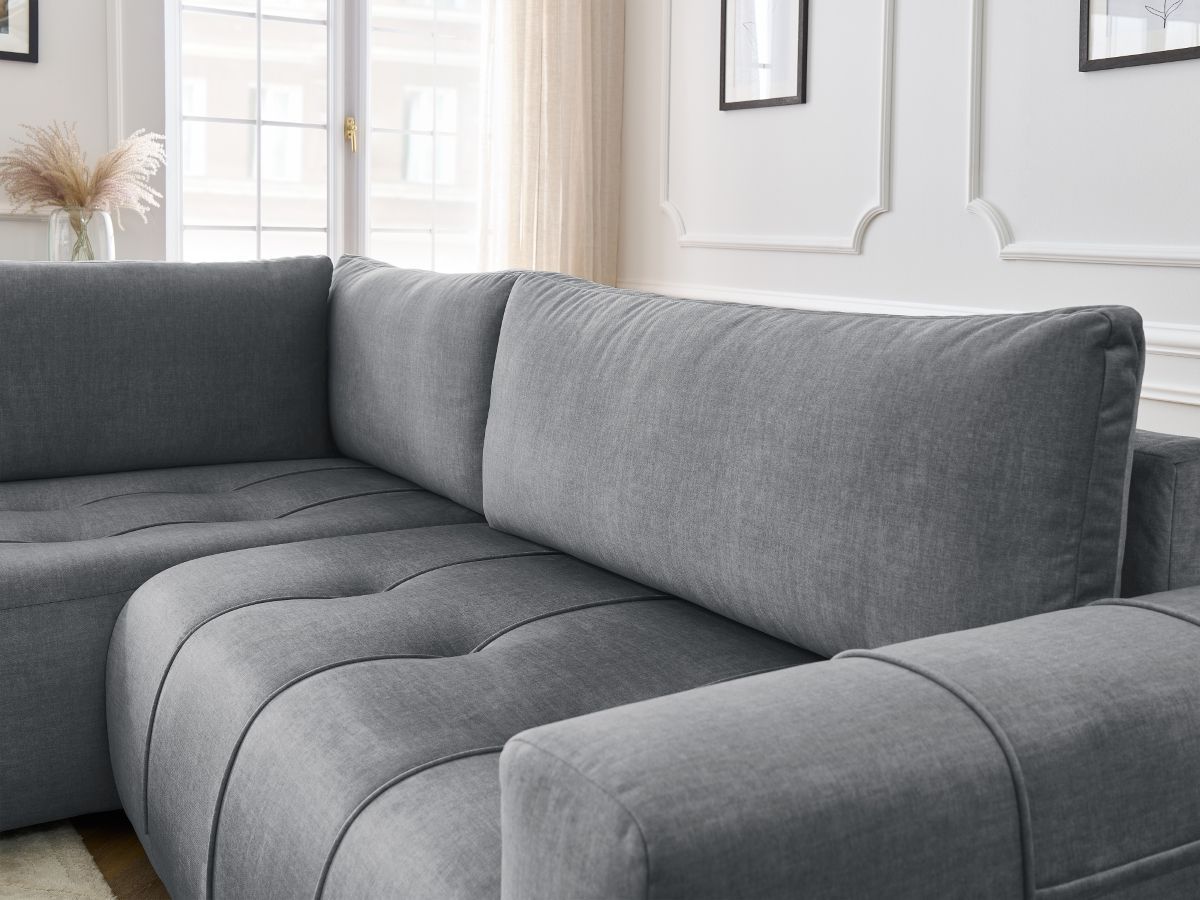 Canapé d'angle L convertible coffre ARSENE tissu velours
