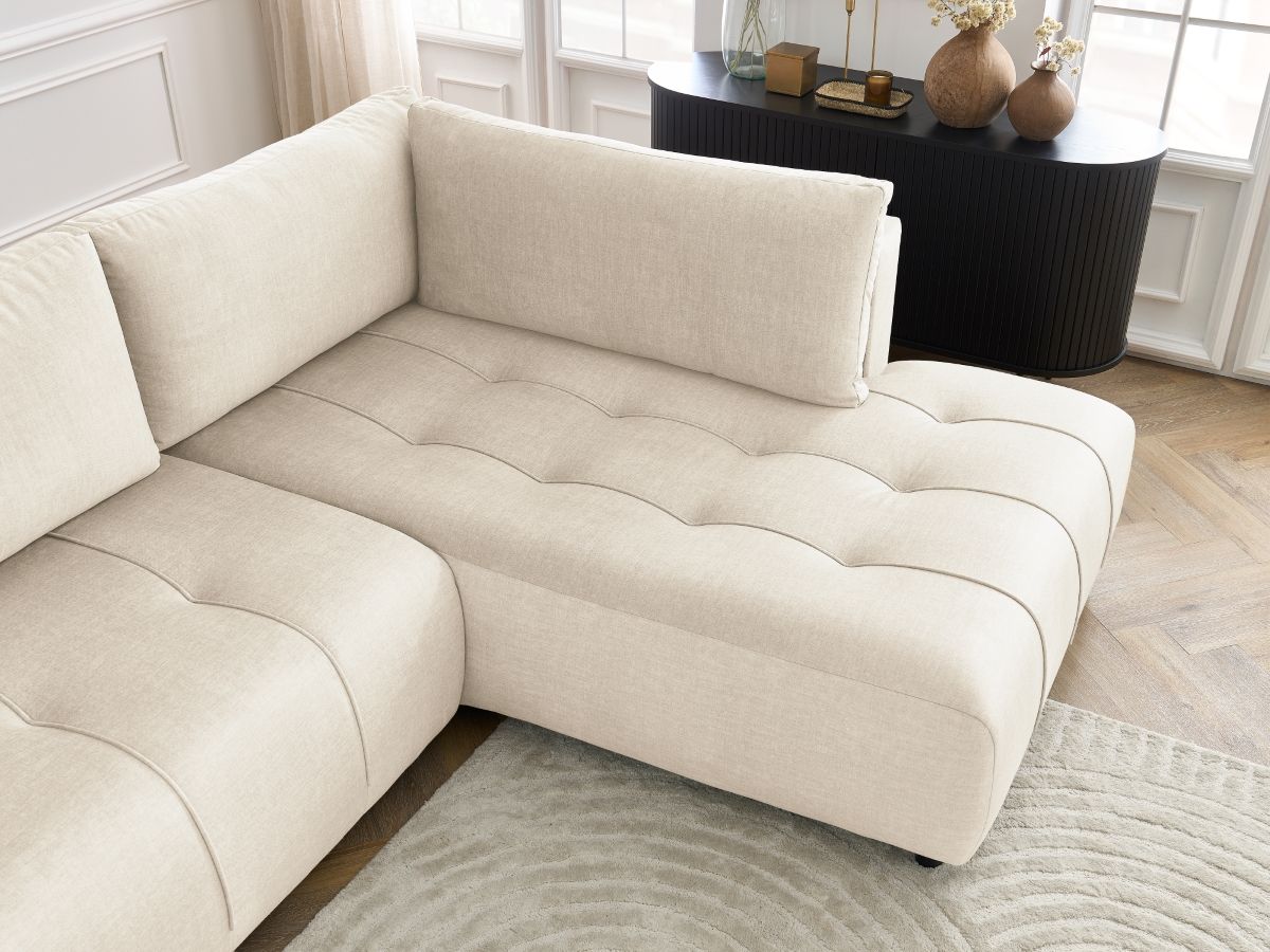 Canapé d'angle L convertible coffre ARSENE tissu velours