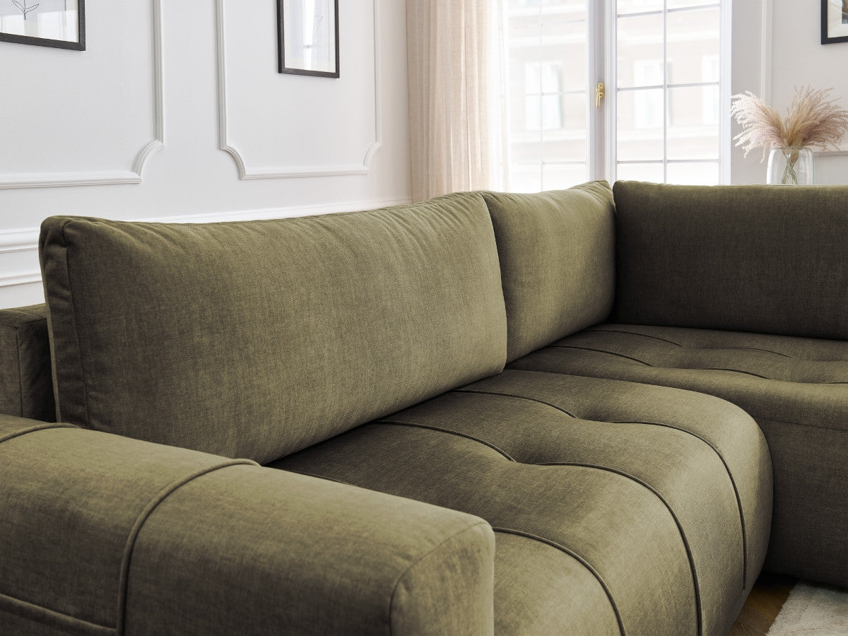 Canapé d'angle L convertible coffre ARSENE tissu velours