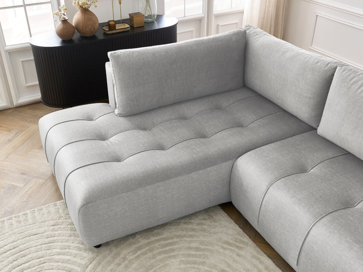 Canapé d'angle L convertible coffre ARSENE tissu velours