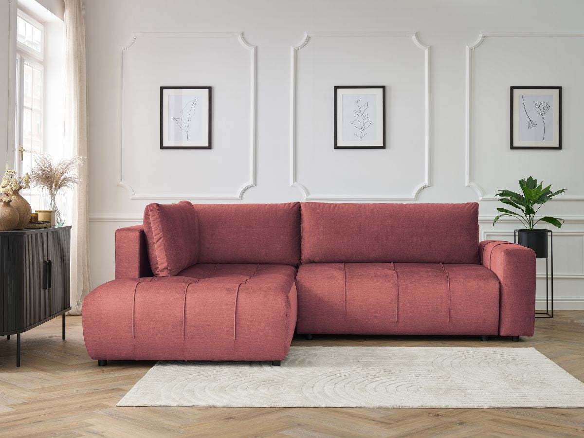 Canapé d'angle L convertible coffre ARSENE tissu velours
