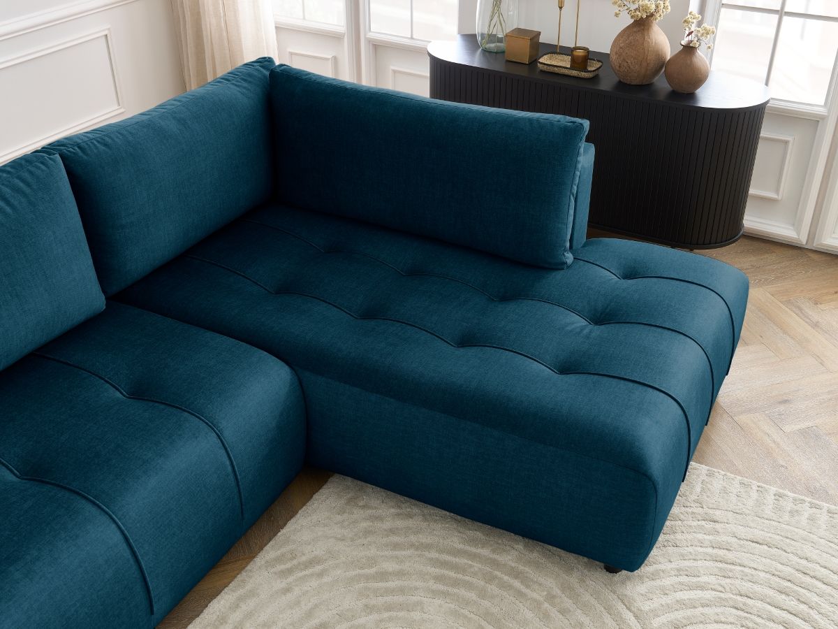 Canapé d'angle L convertible coffre ARSENE tissu velours
