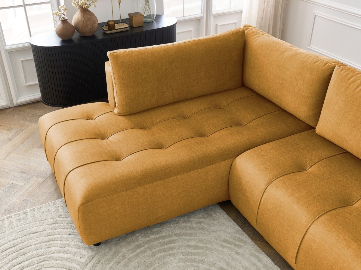 Canapé d'angle L convertible coffre ARSENE tissu velours