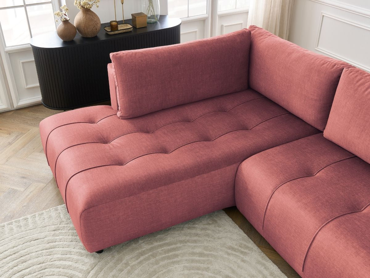 Canapé d'angle L convertible coffre ARSENE tissu velours