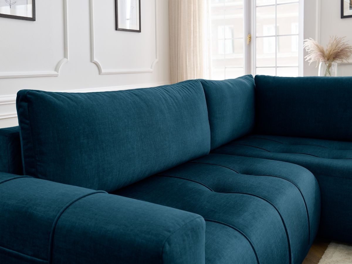 Canapé d'angle L convertible coffre ARSENE tissu velours