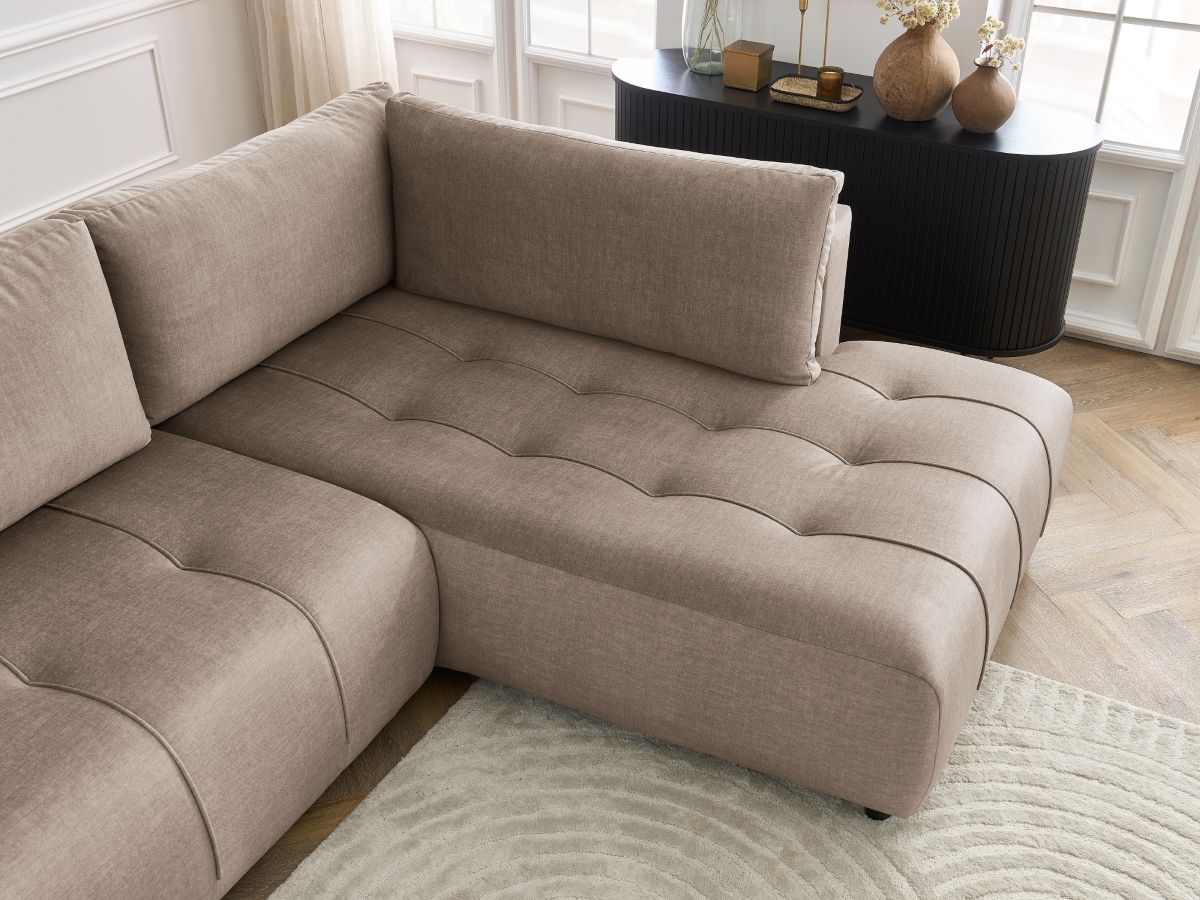 Canapé d'angle L convertible coffre ARSENE tissu velours