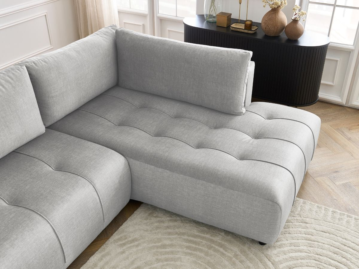 Canapé d'angle L convertible coffre ARSENE tissu velours