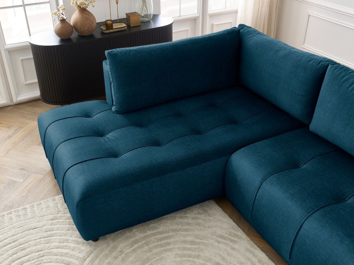 Canapé d'angle L convertible coffre ARSENE tissu velours