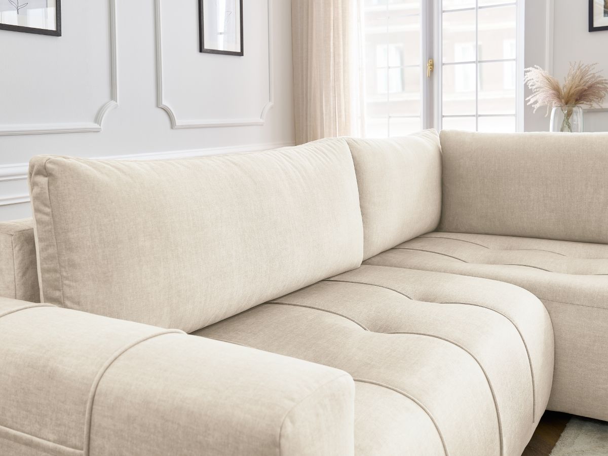 Canapé d'angle L convertible coffre ARSENE tissu velours