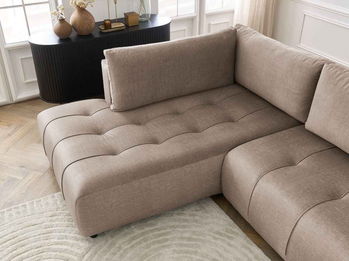Canapé d'angle L convertible coffre ARSENE tissu velours