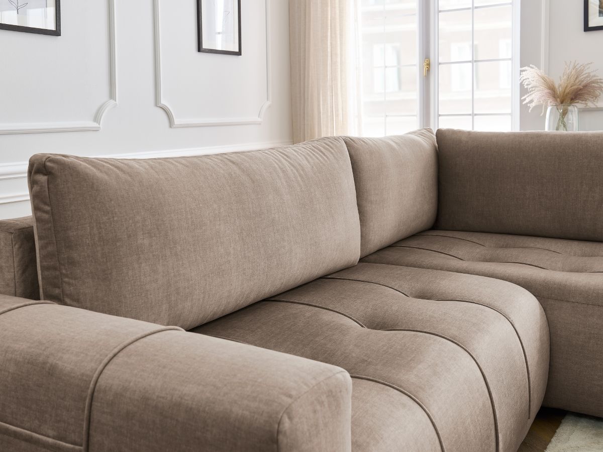 Canapé d'angle L convertible coffre ARSENE tissu velours