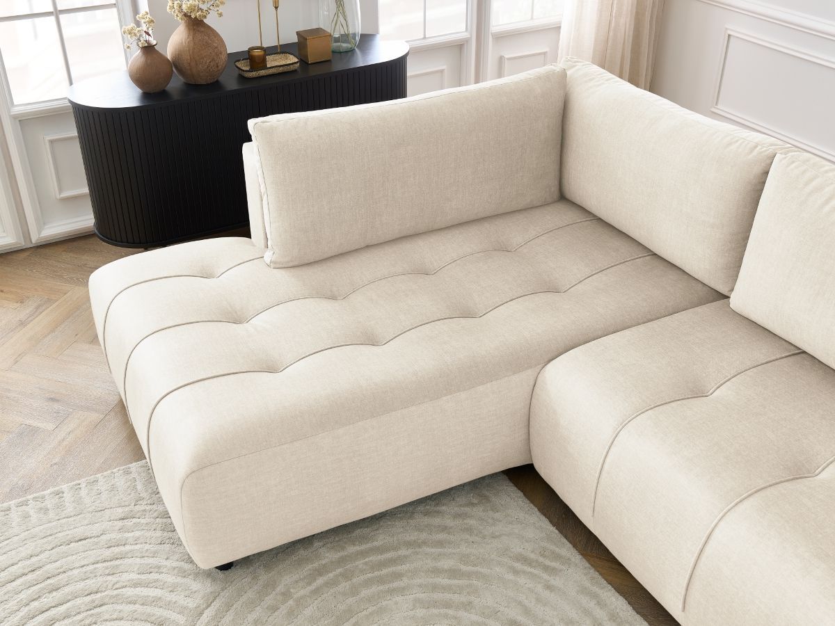 Canapé d'angle L convertible coffre ARSENE tissu velours