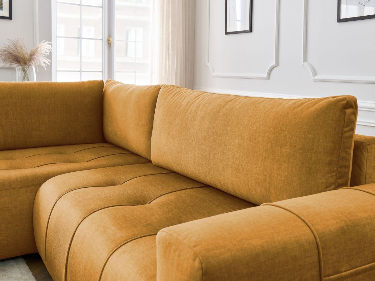 Canapé d'angle L convertible coffre ARSENE tissu velours