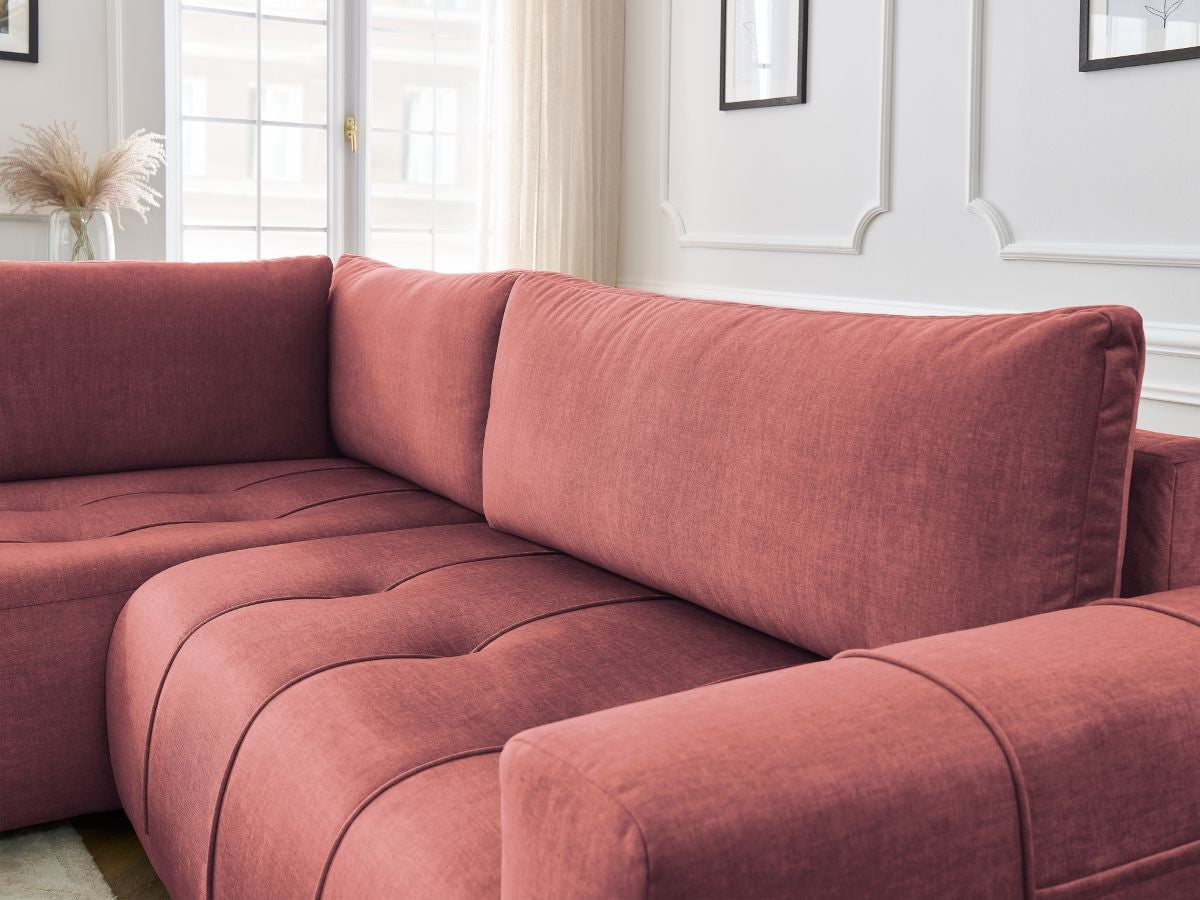 Canapé d'angle L convertible coffre ARSENE tissu velours