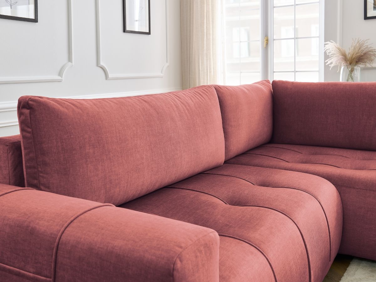 Canapé d'angle L convertible coffre ARSENE tissu velours