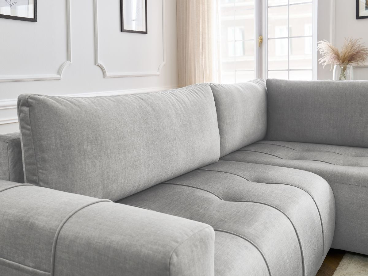 Canapé d'angle L convertible coffre ARSENE tissu velours
