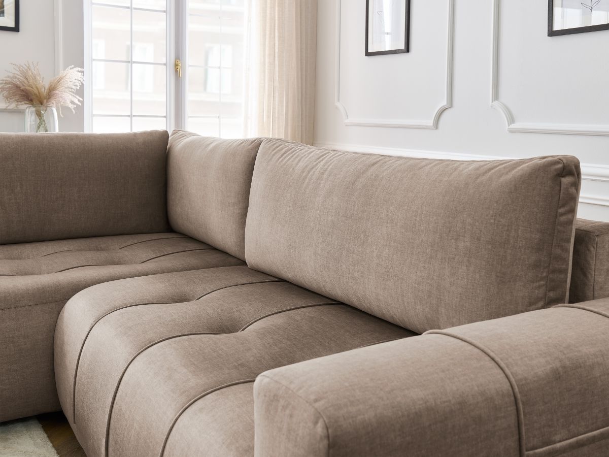 Canapé d'angle L convertible coffre ARSENE tissu velours