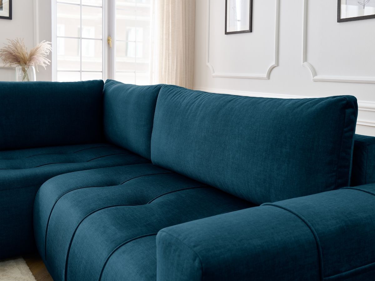 Canapé d'angle L convertible coffre ARSENE tissu velours
