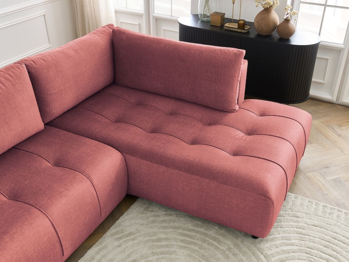 Canapé d'angle L convertible coffre ARSENE tissu velours