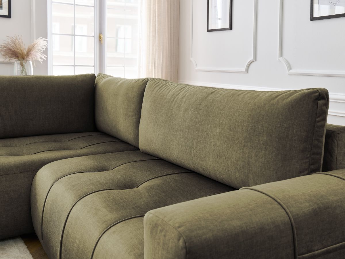 Canapé d'angle L convertible coffre ARSENE tissu velours