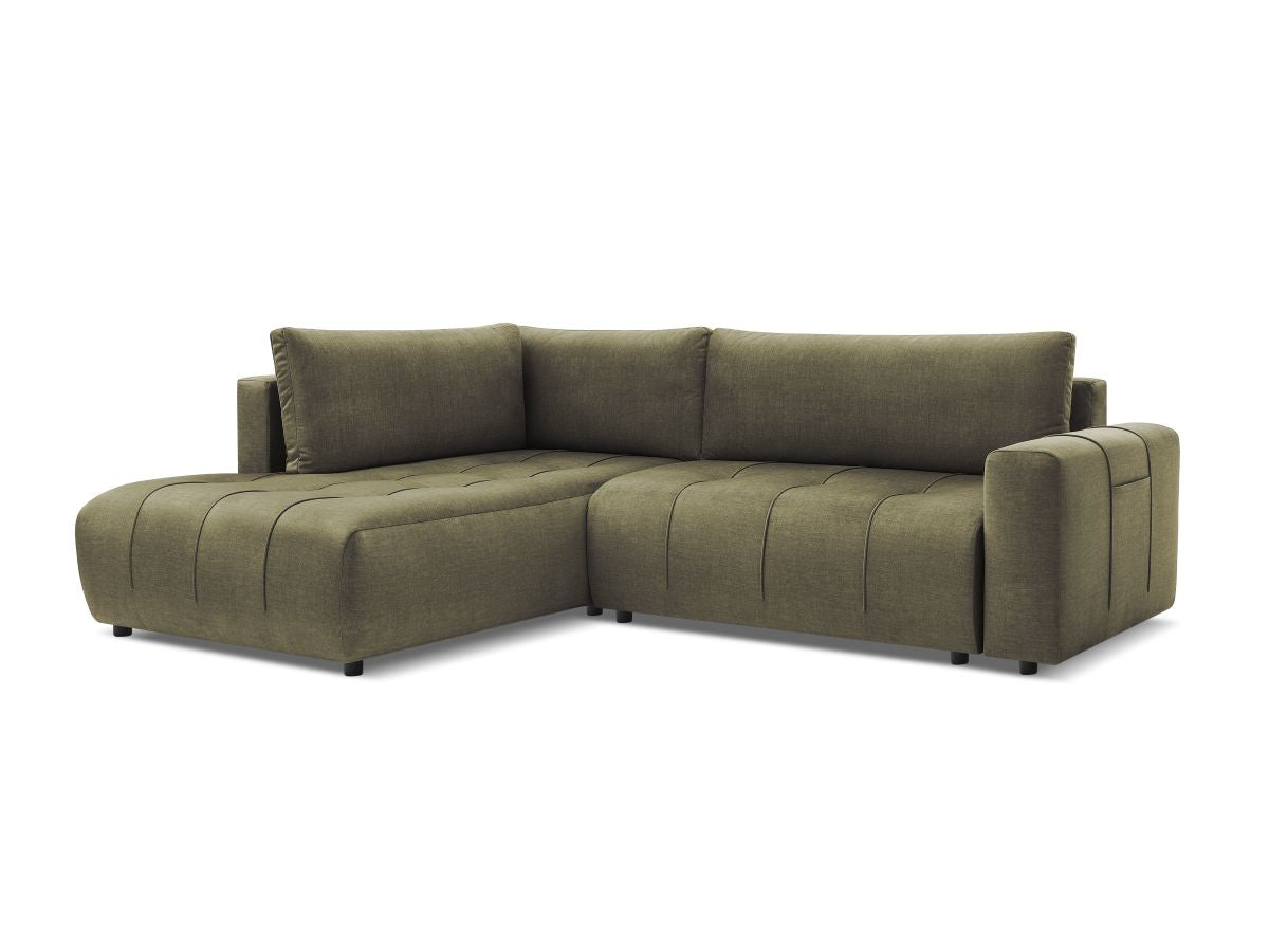 Canapé d'angle L convertible coffre ARSENE tissu velours