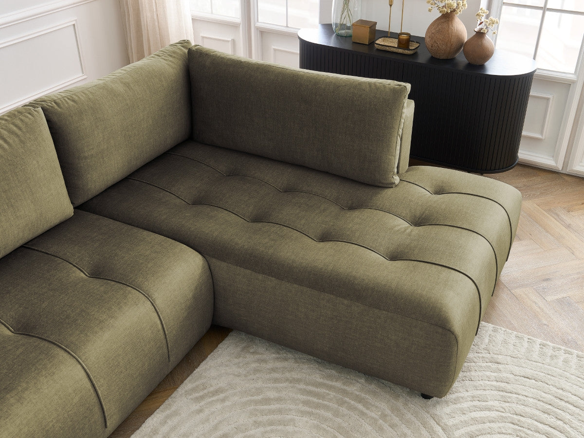 Canapé d'angle L convertible coffre ARSENE tissu velours